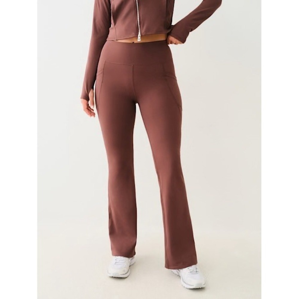True Religion Womens Brown Branded Bootcut Legging, Yoga, Jogger Sz‎ M